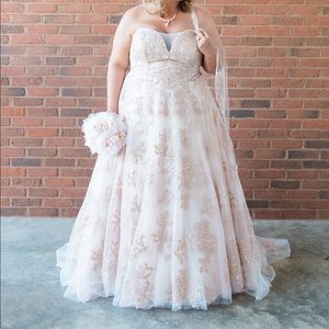Rose gold Oleg Cassini wedding gown, worn 1 time